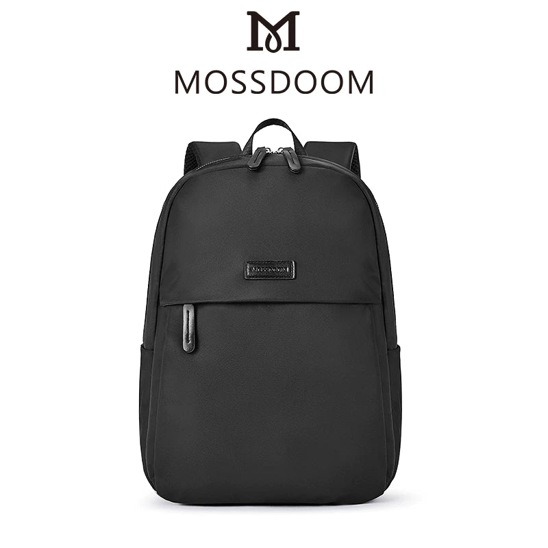 HITAM MOSSDOOM Women's Bag Fashion Casual Men Zip Water Proof 14 Inch Backpack Women 15 Inch School Bag With Large Capacity