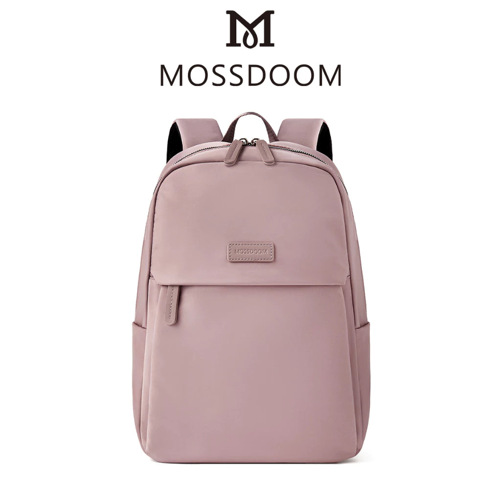 MERAH JAMBU GELAP MOSSDOOM Women's Bag Fashion Casual Men Zip Water Proof 14 Inch Backpack Women 15 Inch School Bag With Large Capacity