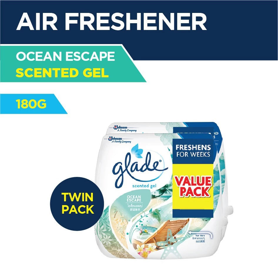 Glade Scented Gel Ocean Escape 180g x 2 (Twin Pack)