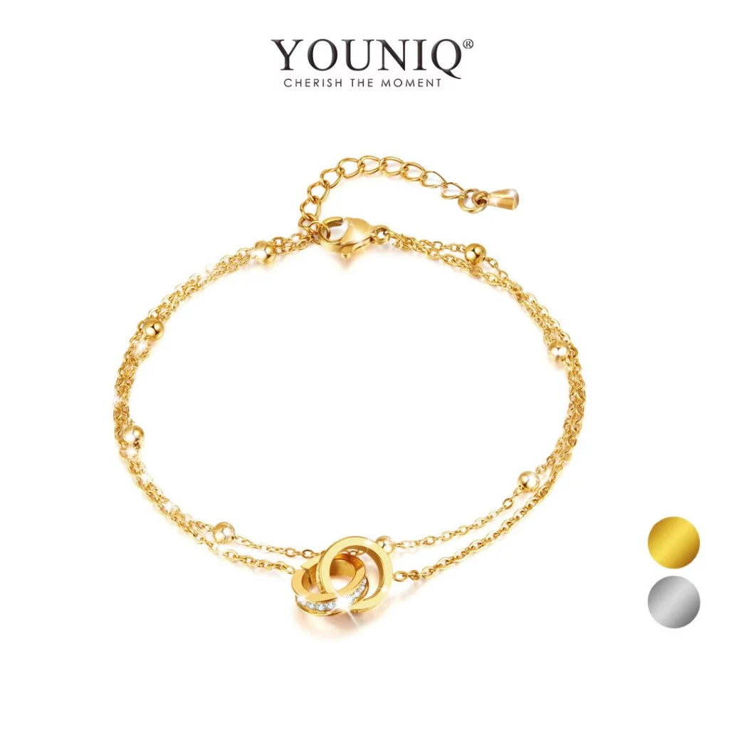 YOUNIQ CONNECT 2.0 18K Gold Titanium Bracelet with Cubic Zirconia