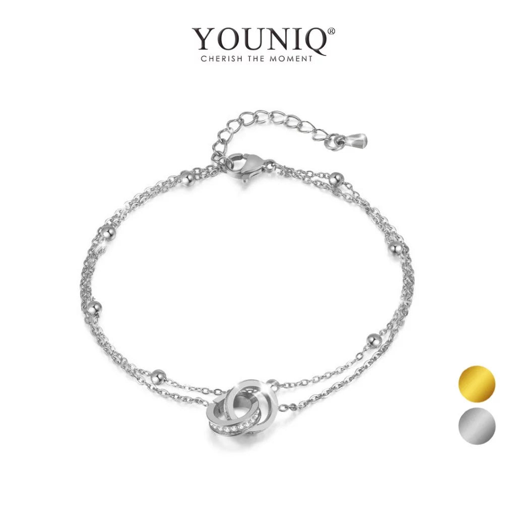 YOUNIQ CONNECT 2.0 18K Silver Titanium Bracelet with Cubic Zirconia