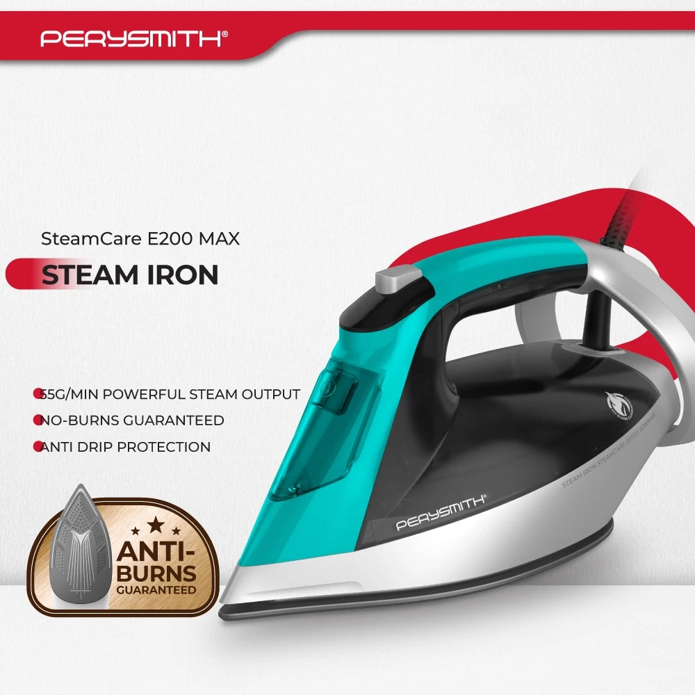 PerySmith E200 Max Anti Burns Guaranteed Steam Iron Steamcare Series (seterika Stim | Iron Steam | steamer iron | Wap)