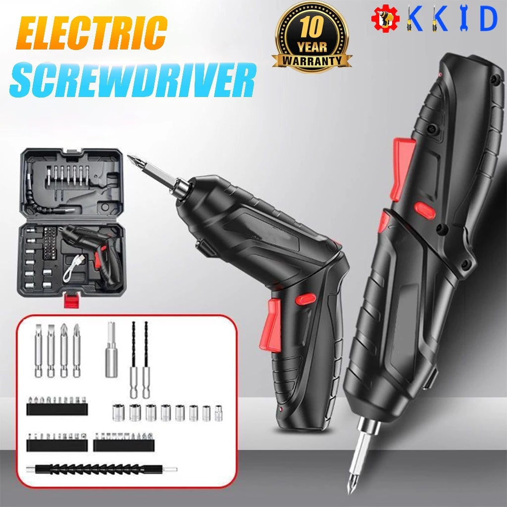 47 pcs USB Rechargeable Electric Screwdriver Drill with LED Light Rechargeable Portable Foldable