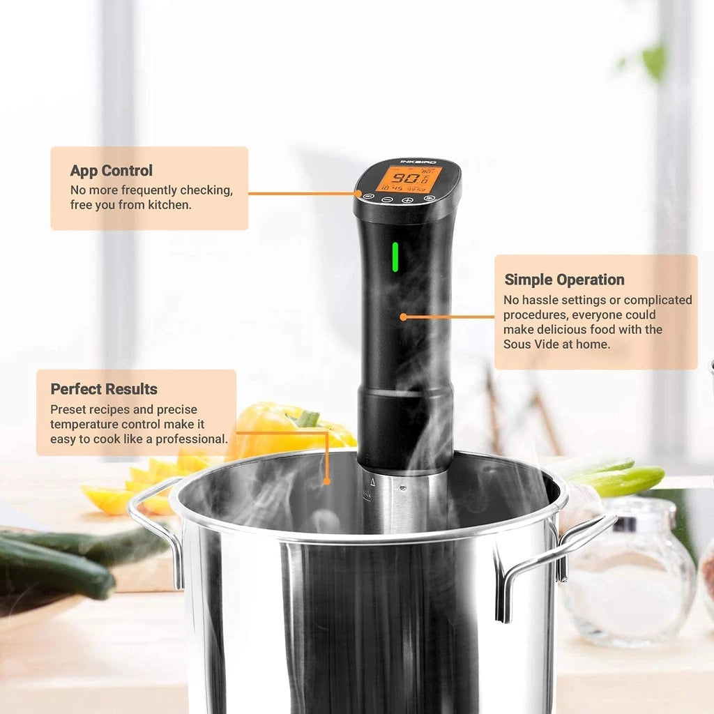 INKBIRD ISV-200W Sous Vide Machine Slow Cooker Electric WiFi Precision Cooker 1000W 3D Heating Remote Control with Timer Alarm EU