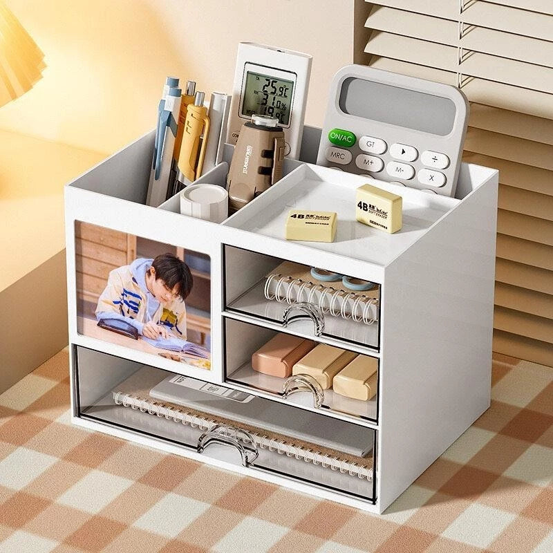 Desktop storage box transparent multi-layer drawer pen holder hand ledger stationery office desk work position shelf