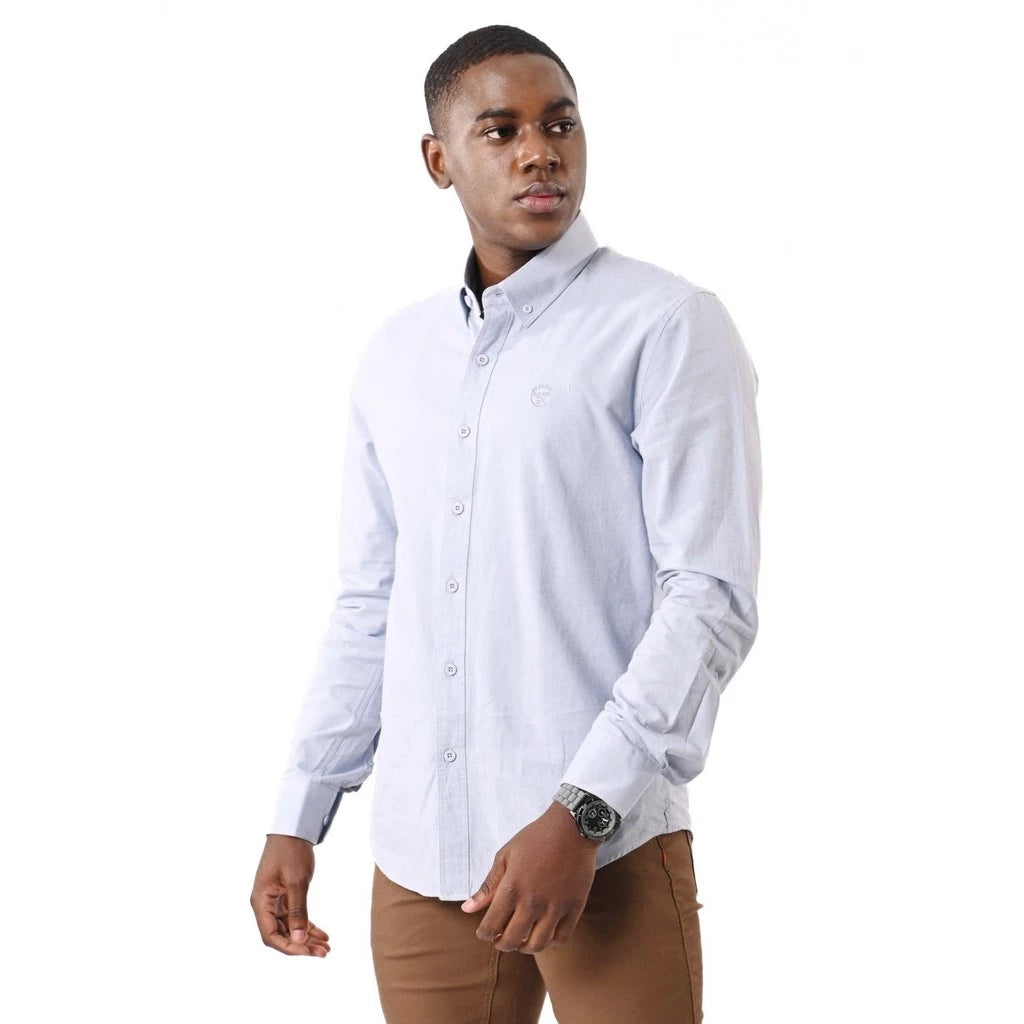 【EXHAUST】Shirt/Baju Kemeja Lelaki Langan Panjang–Slim Fit, 100% Cotton, Kain Bernafas, Warna Putih 1623