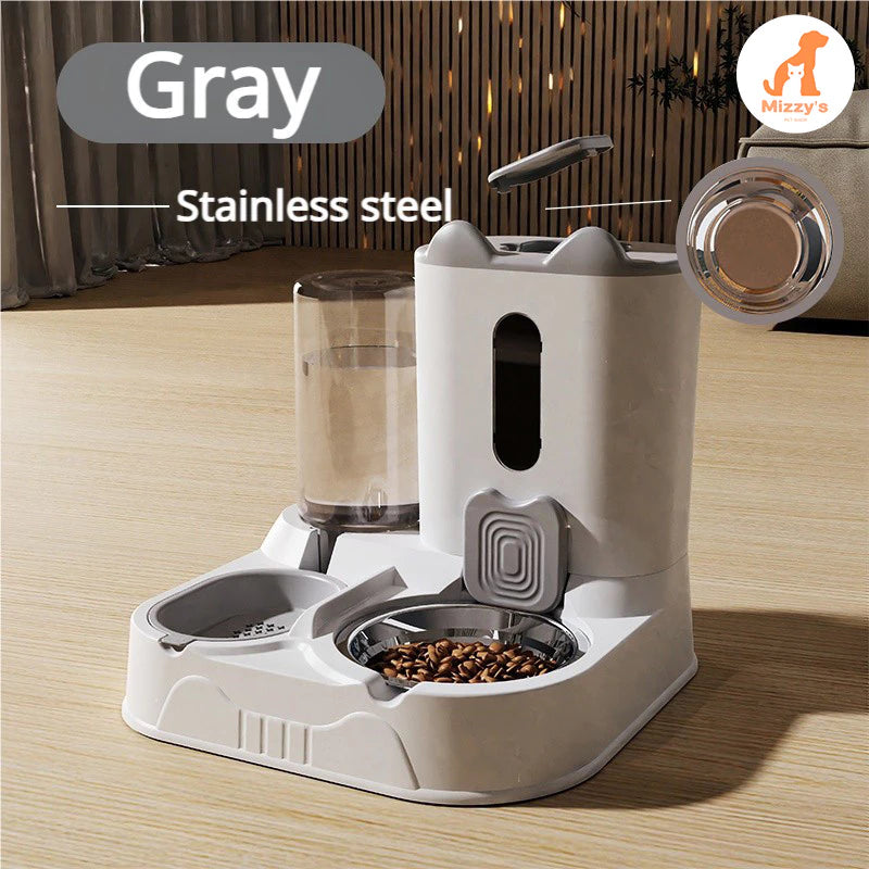Mizzy's Pet Automatic Feeder 2 IN1 Cat Dog Water Dispenser Pet Integrated Feeder Food Bowl Large Capacity Mangkuk Kucing