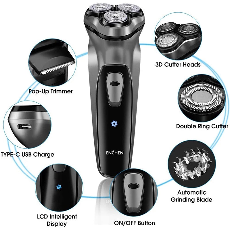 Enchen BlackStone Mesin Cukur Janggut Electric Shaver Man 3D Trimmer Shaver Type-C Rechargeable Shaver Machine