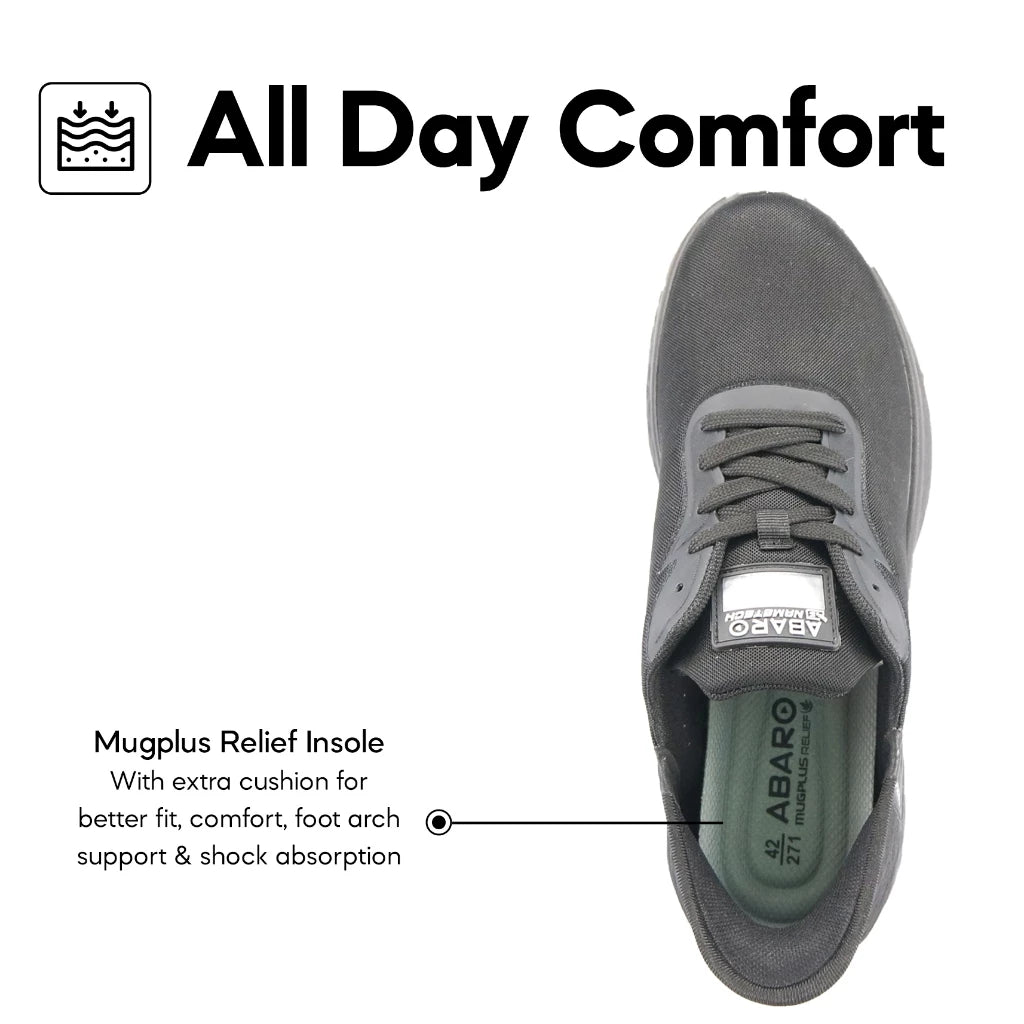 ABARO EazyTech+ DryTech+ Name Tech Canvas Shoes - Black EW7502N