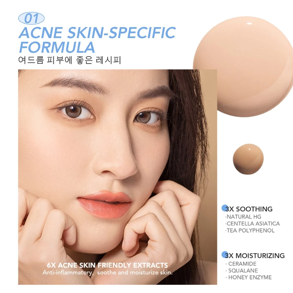 [ACNE-PRONE SKIN FRIENDLY] YOU cloud touch Dreamy-fit Lasting Mesh Cushion Foundation SPF30 PA+++ (10g) Asas Kusyen