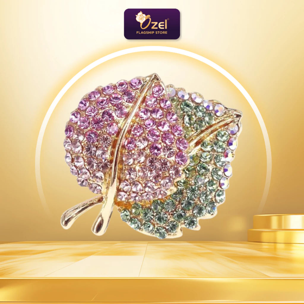 Ozel Twin Leaves Brooch B318 Kerongsang & Pin Tudung, Selendang & Songkok Majlis Formal