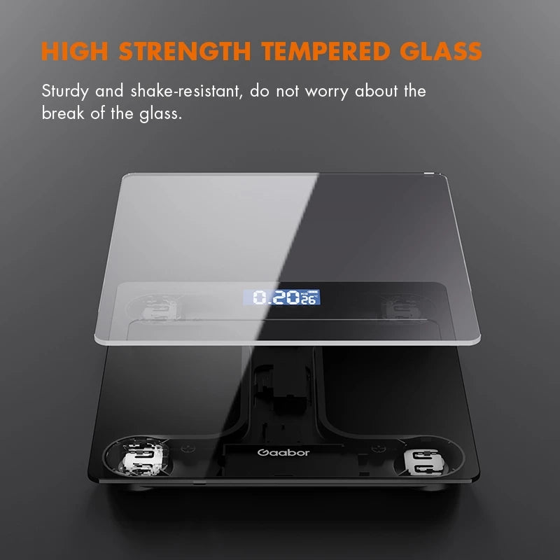 Gaabor Electronic Weight Scale Large LED HD Display Tempered Glass Black GWS-M01A