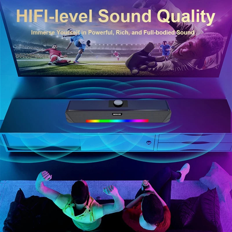 MeeGoo Speaker Bluetooth Soundbar Wired Speaker with RGB Lightning Effect for PC Computer Laptop