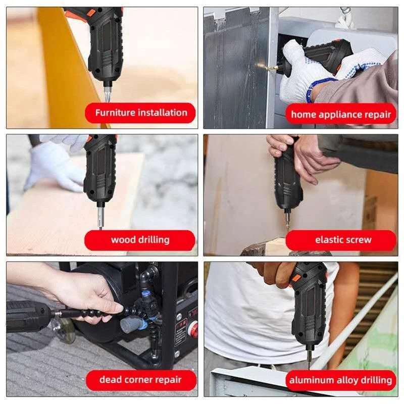 47 pcs USB Rechargeable Electric Screwdriver Drill with LED Light Rechargeable Portable Foldable