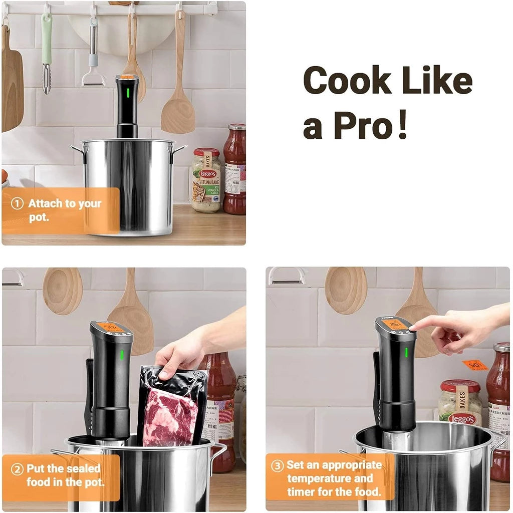 INKBIRD ISV-200W Sous Vide Machine Slow Cooker Electric WiFi Precision Cooker 1000W 3D Heating Remote Control with Timer Alarm EU