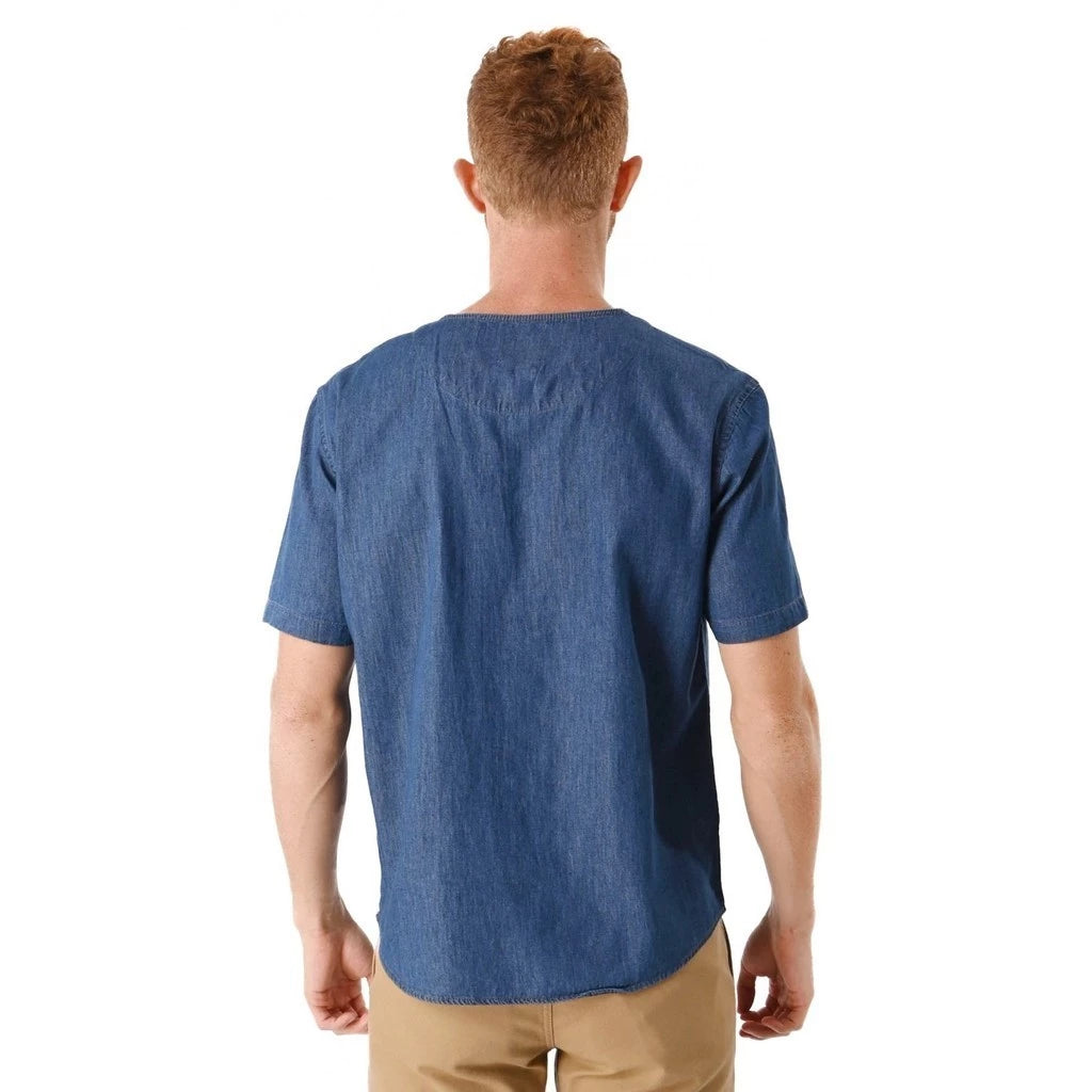 【EXHAUST】Shirt/Kemeja/Kurta-100% Cotton, Design Baju Kurta, Colour Biru, Saiz Besar, Saiz M-4XL 1497